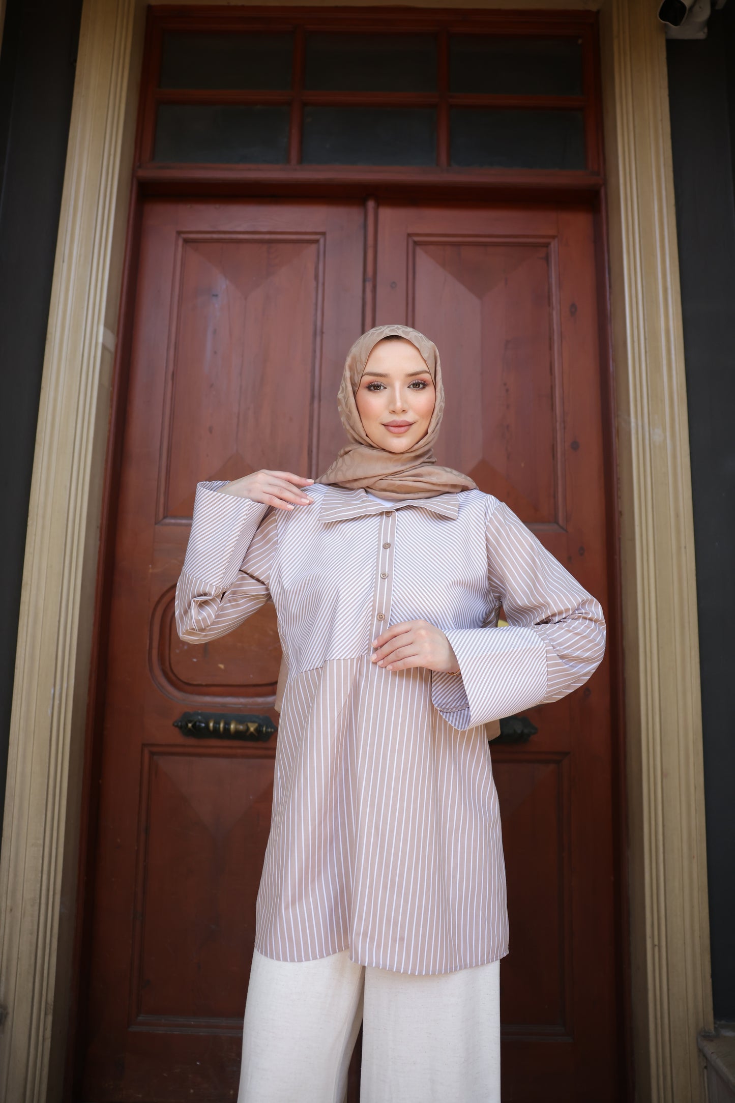 سترة مخططة - بني