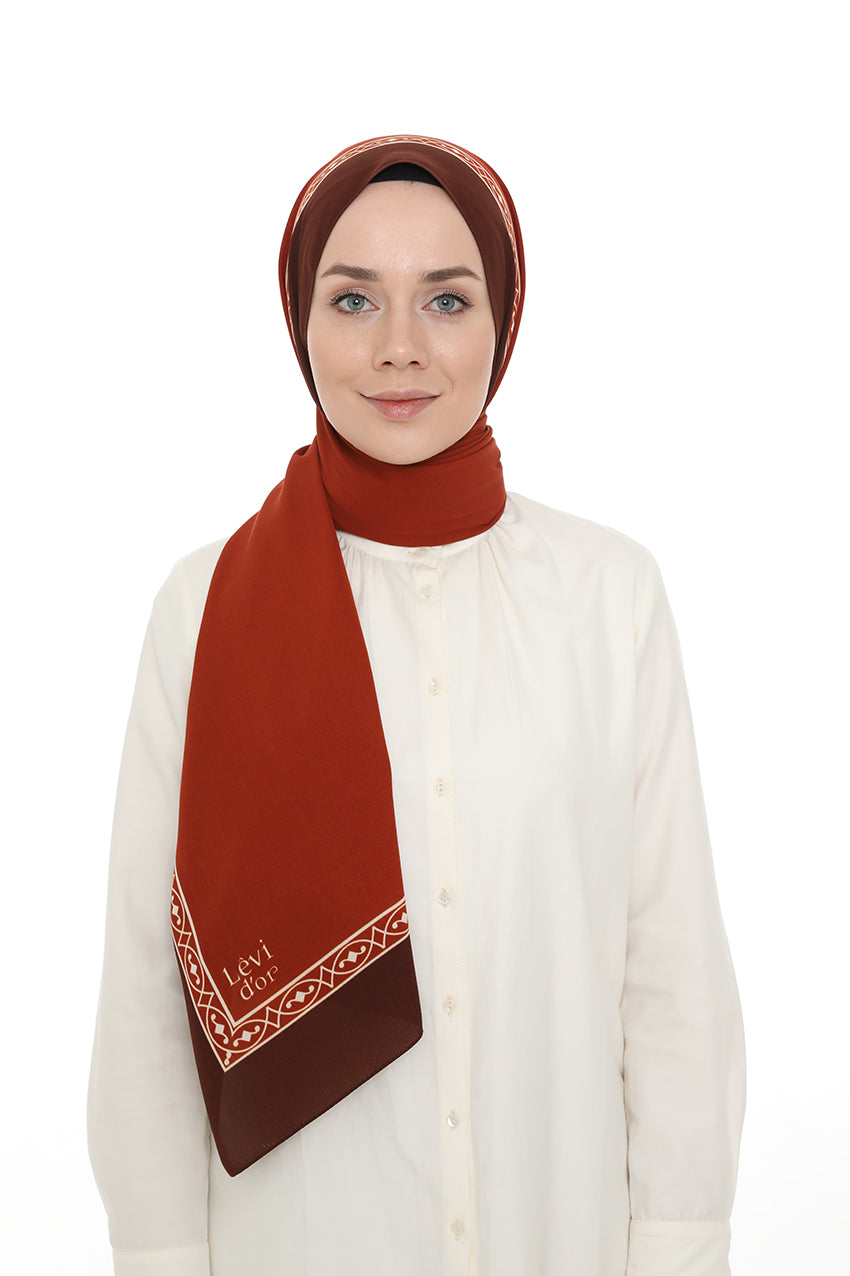 Shawl - 10317 - Red & Brown - bakkaclothing