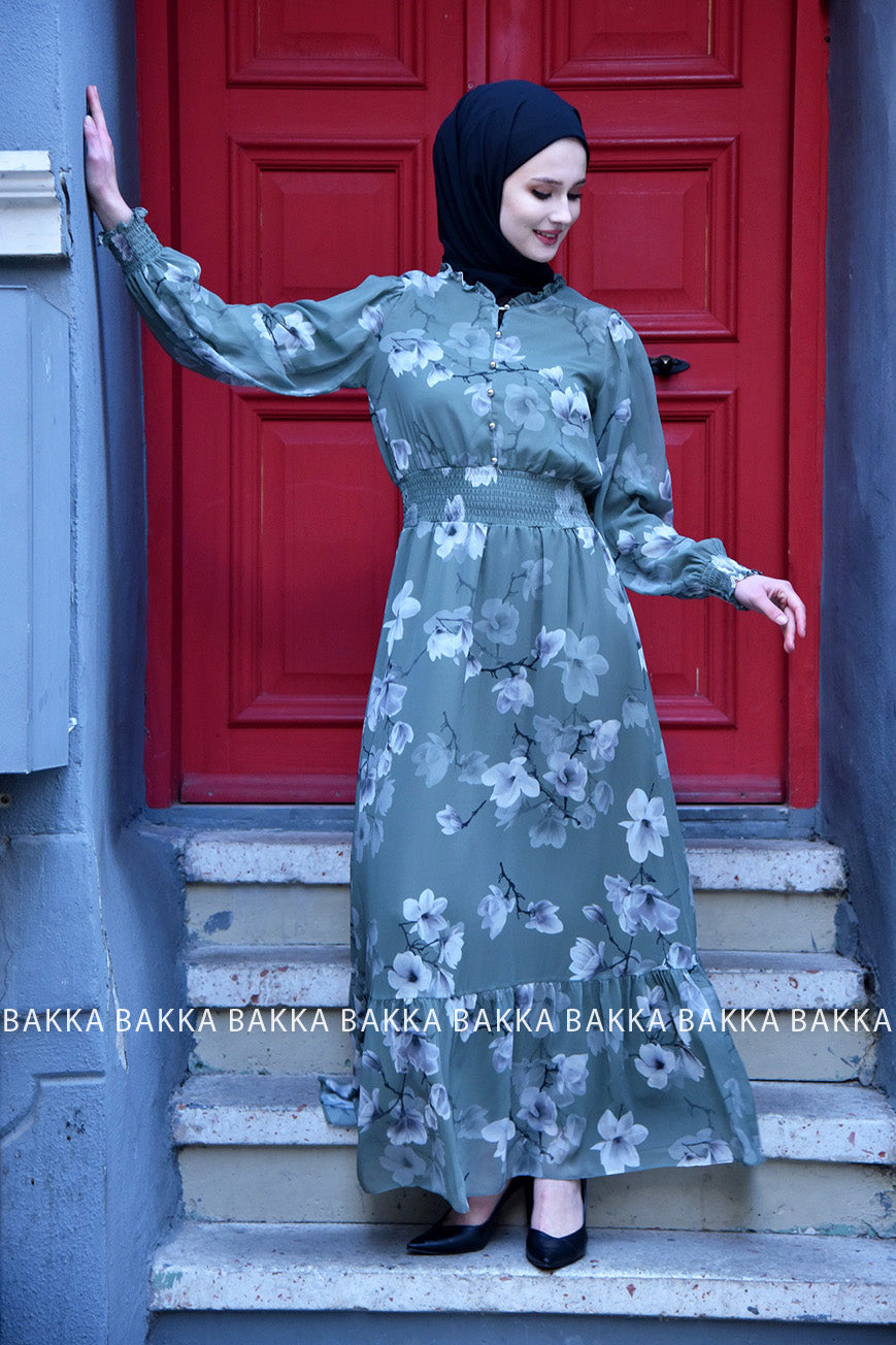 Dress - 7764 -Light Green - bakkaclothing