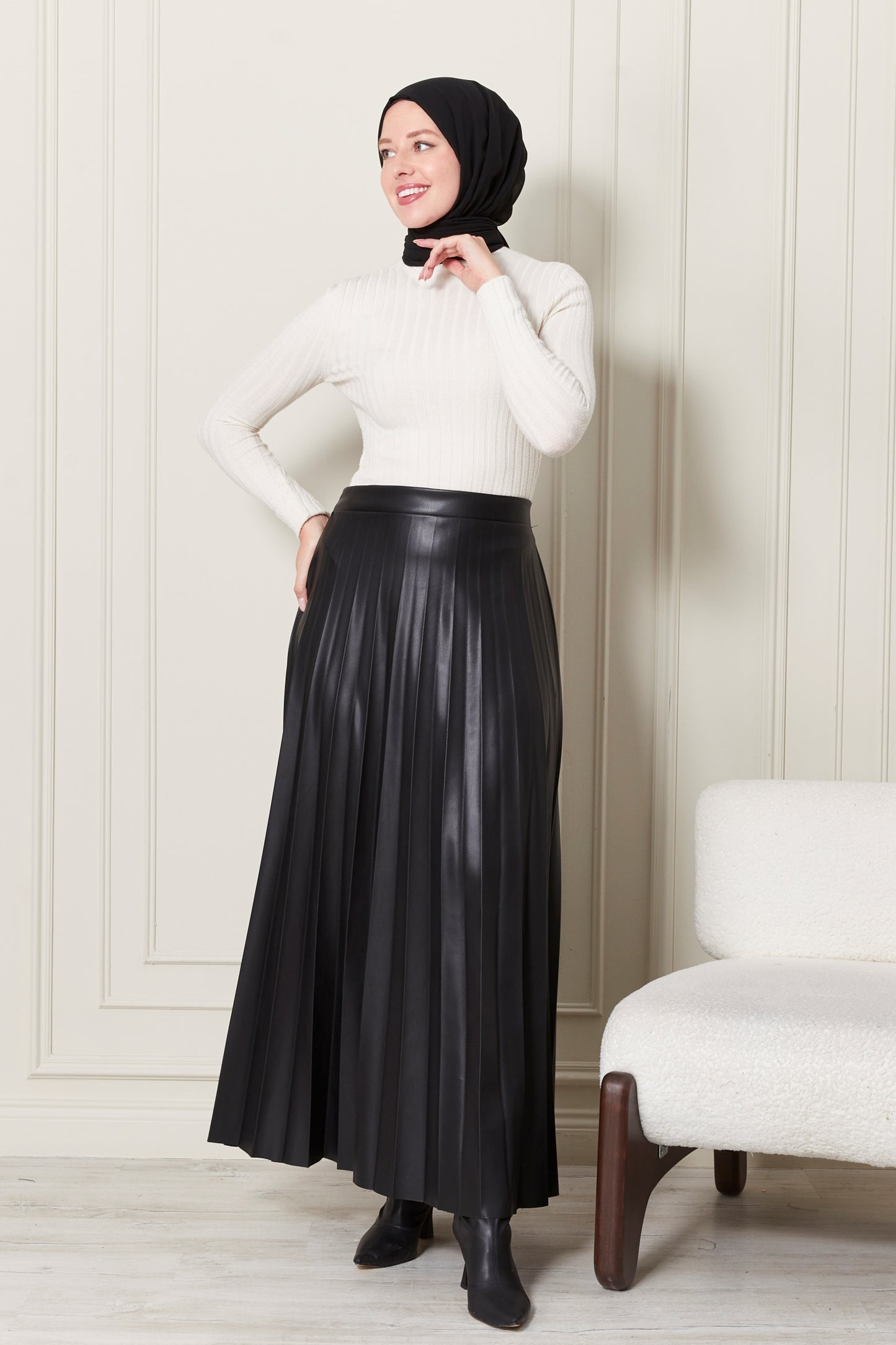 SKIRT DERI PILSOLE - BLACK