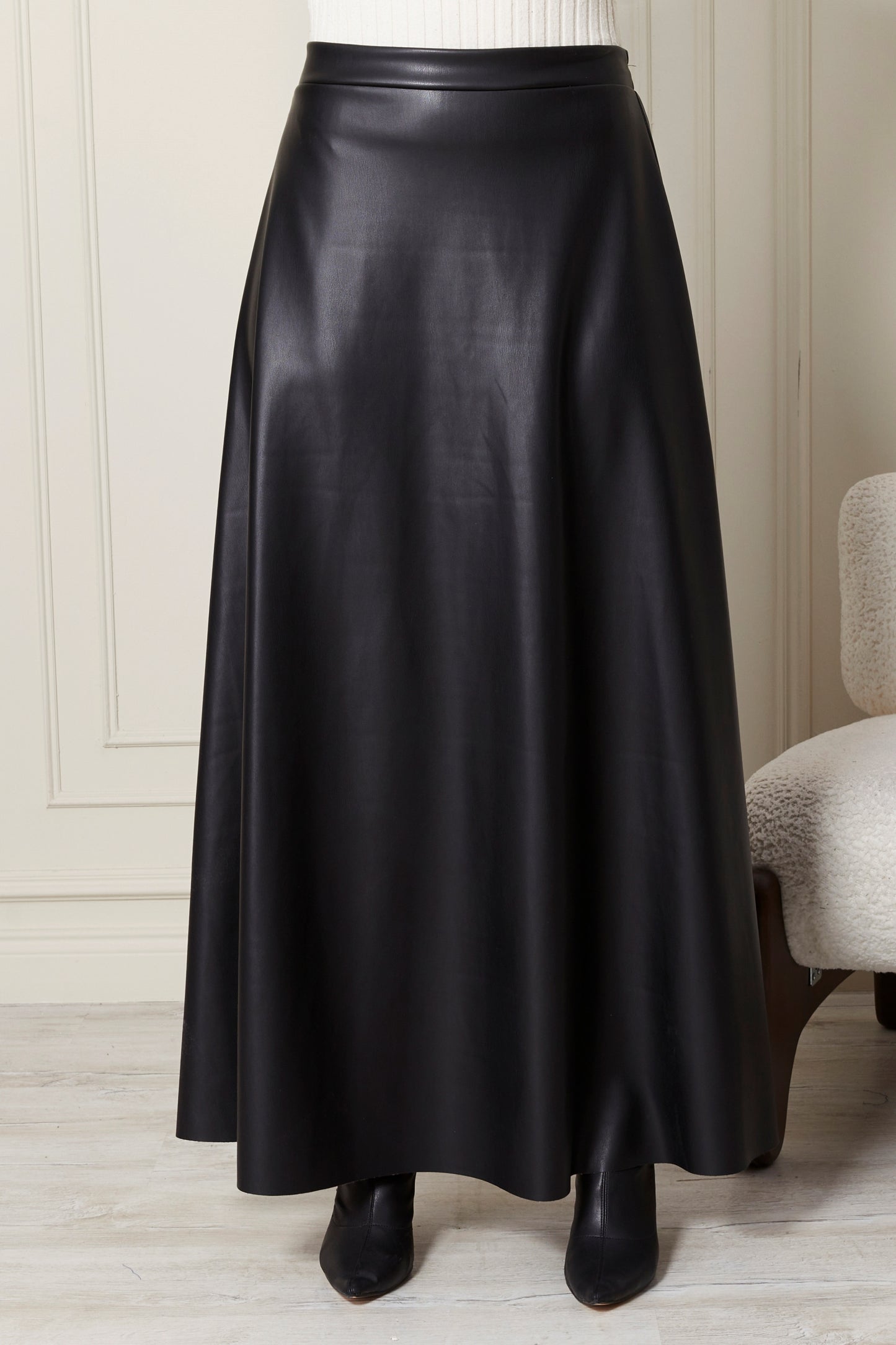 SKIRT DERI  - BLACK