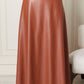 SKIRT DERI  - BROWN