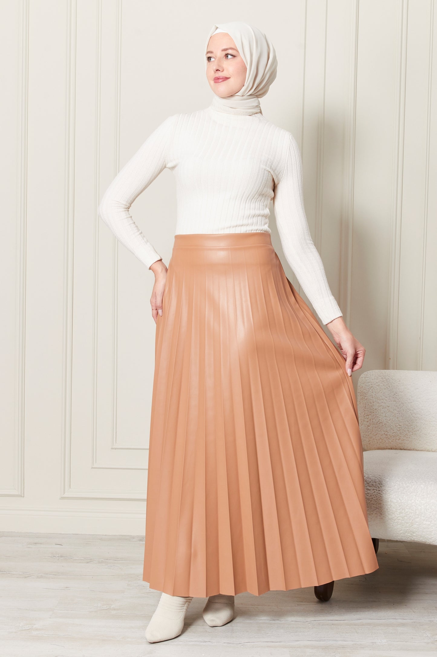 SKIRT DERI PILSOLE - CAMEL