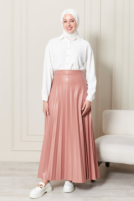 SKIRT DERI PILSOLE - ROSE