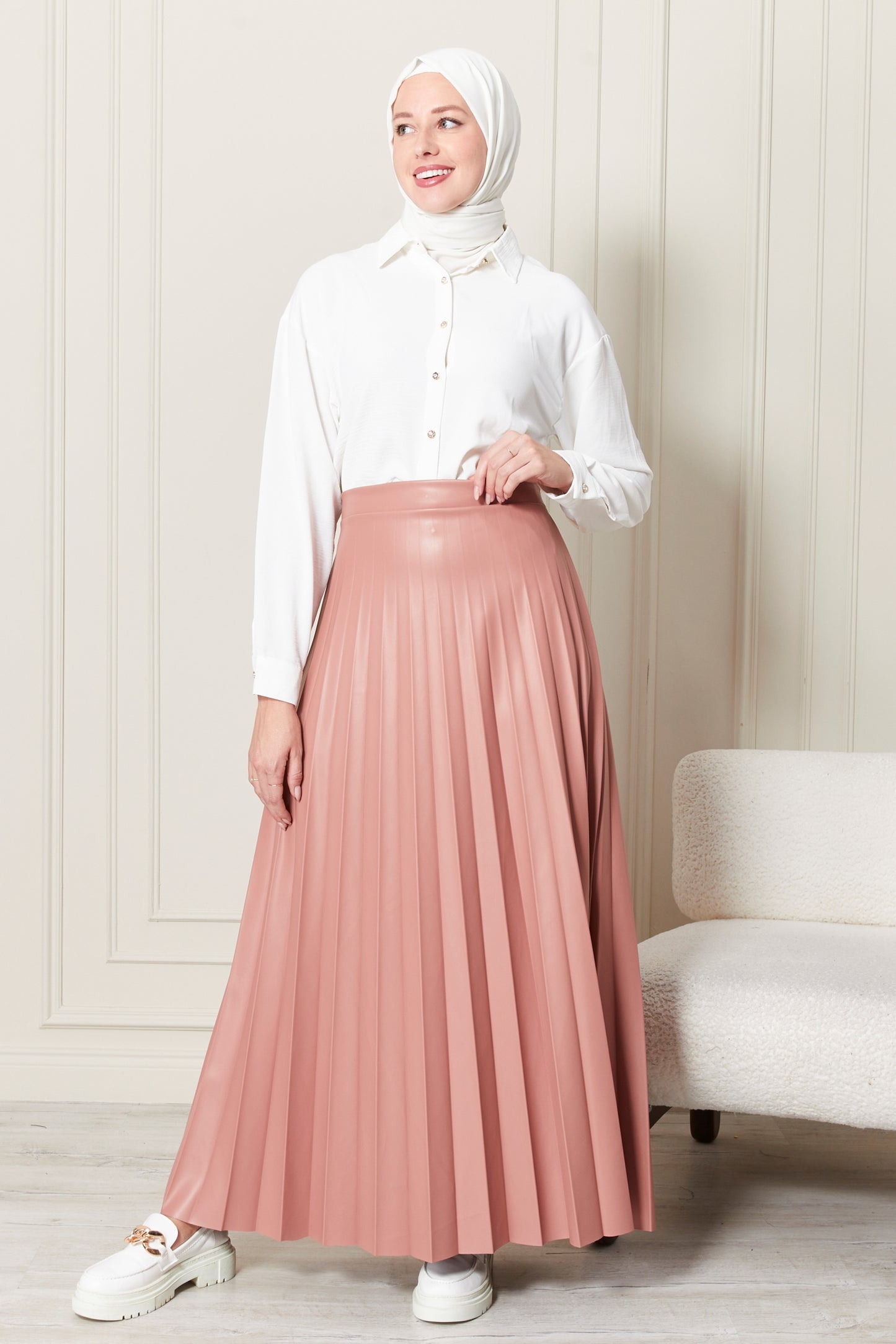 SKIRT DERI PILSOLE - ROSE