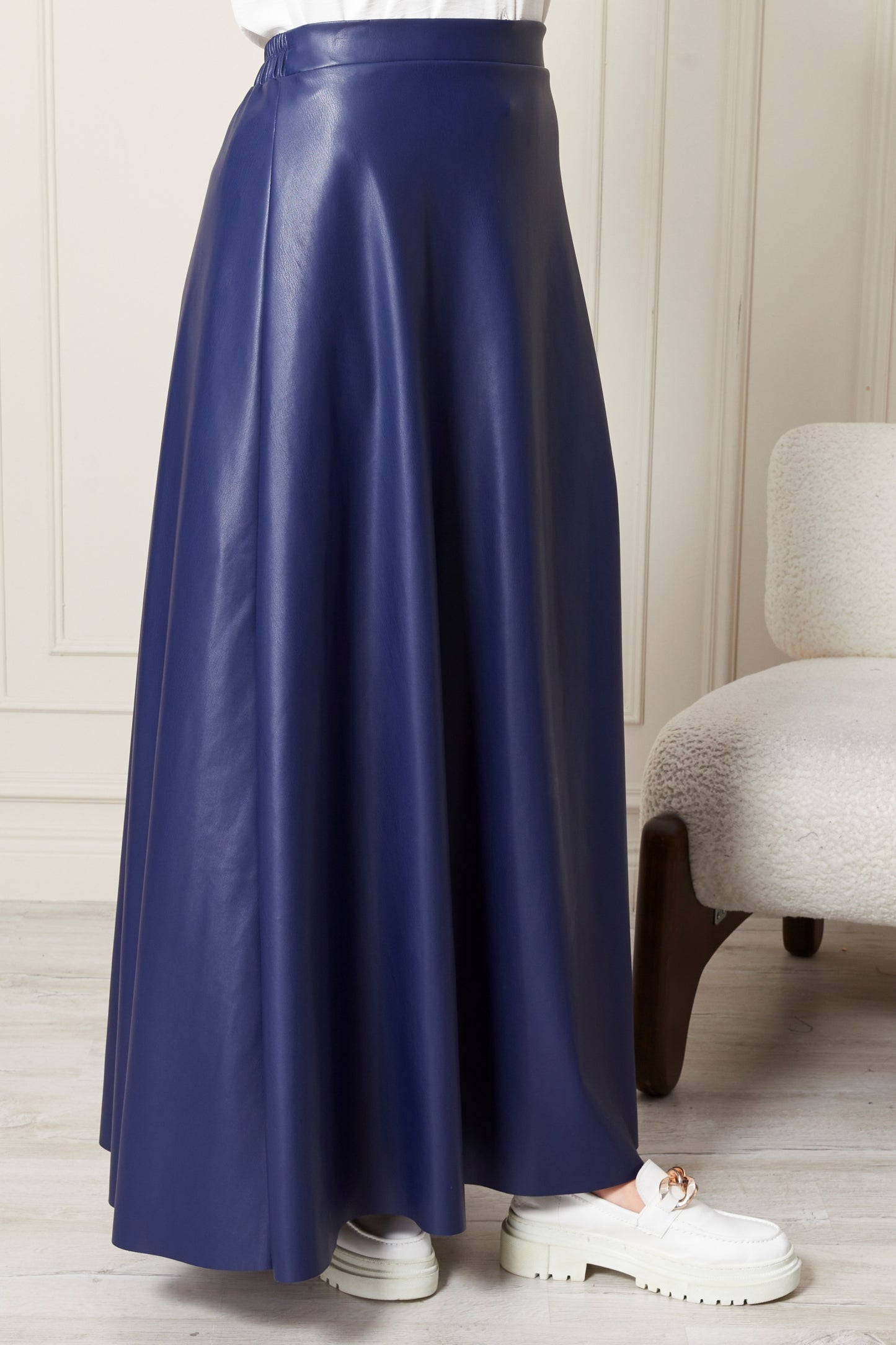 SKIRT DERI  - NAVY BLUE