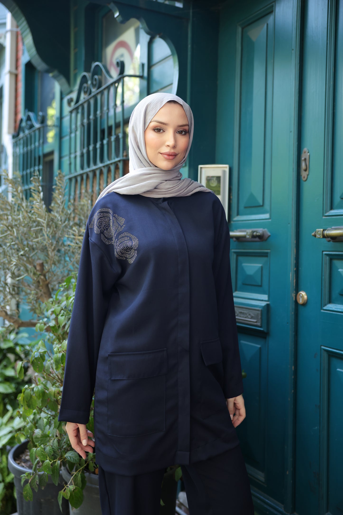 طقم فضة - كحلي