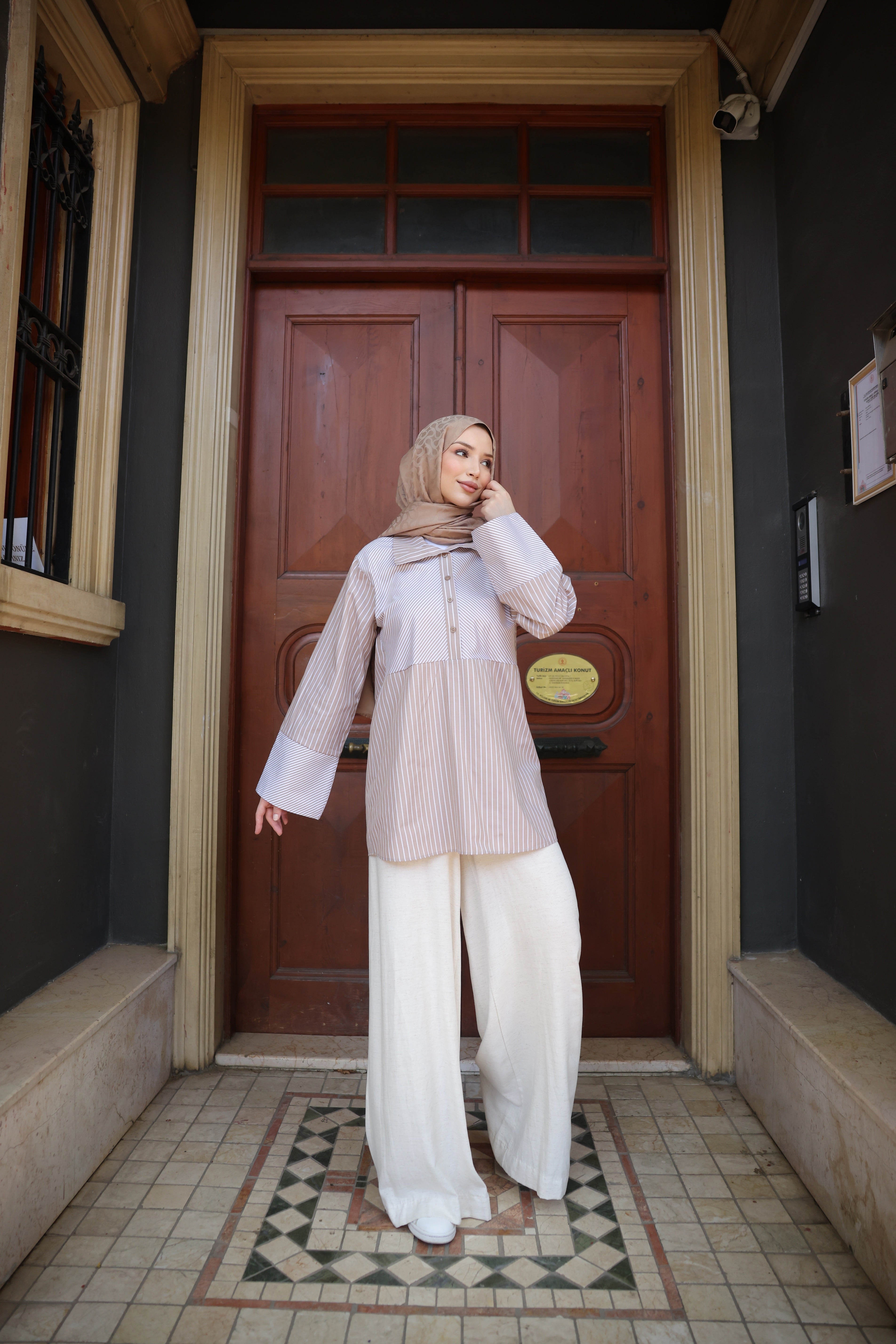 Striped Tunic - Brown