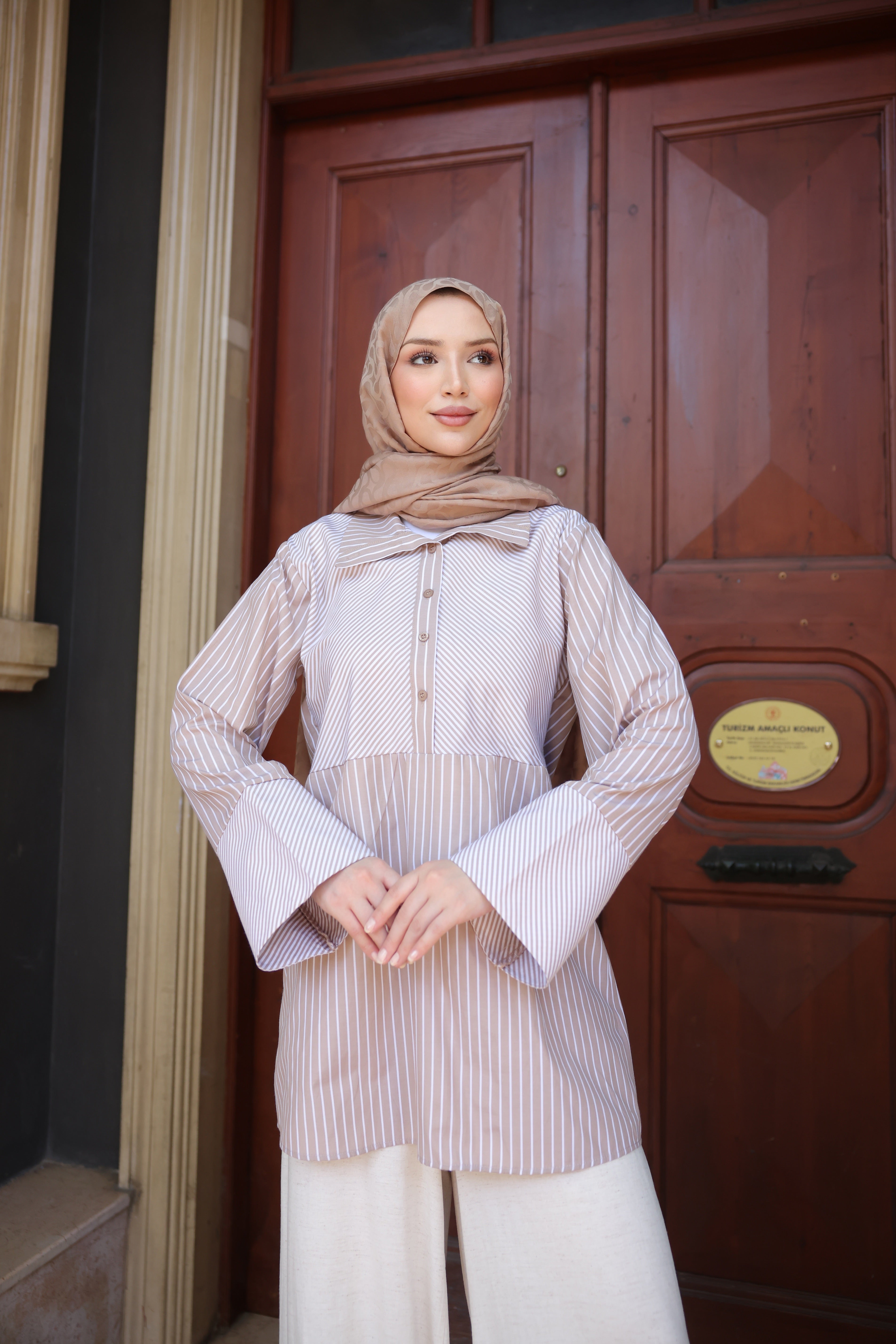 Striped Tunic - Brown