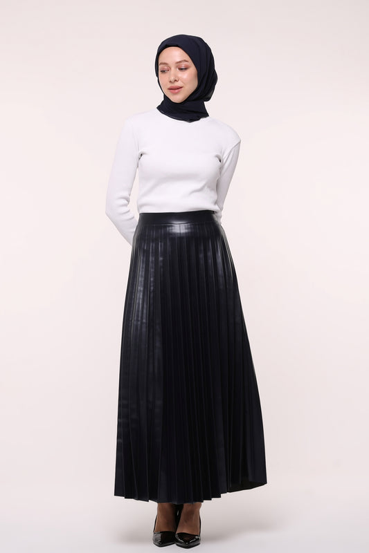 Leather skirt - ETK001 - Navy