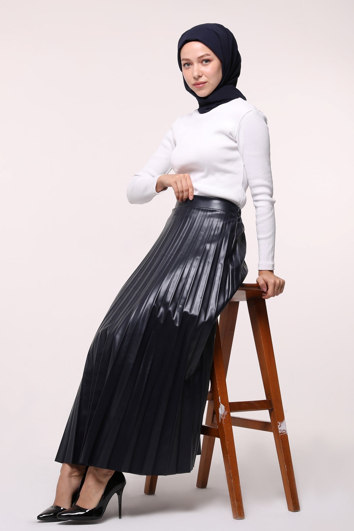 Leather skirt - ETK001 - Navy