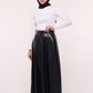 Leather skirt -ETK002 - Navy