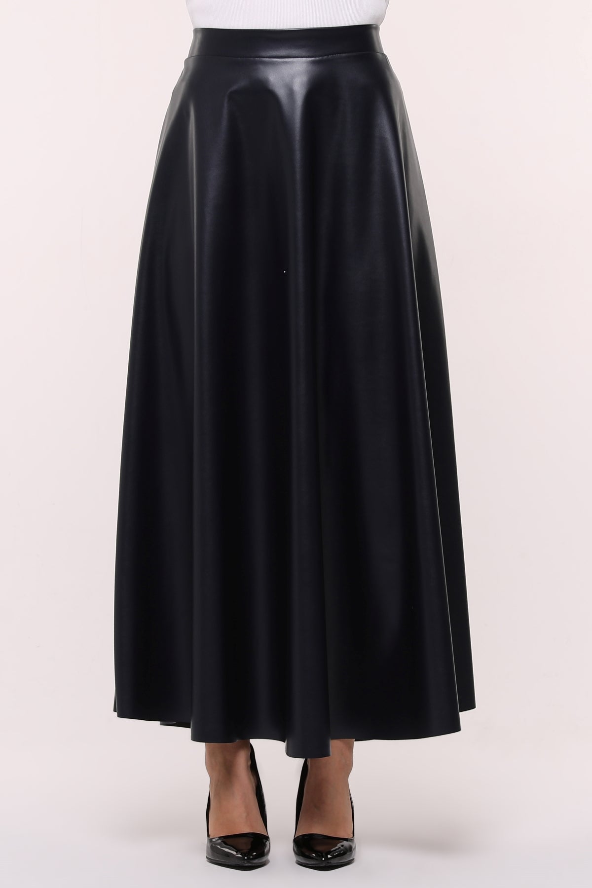 Leather skirt -ETK002 - Navy