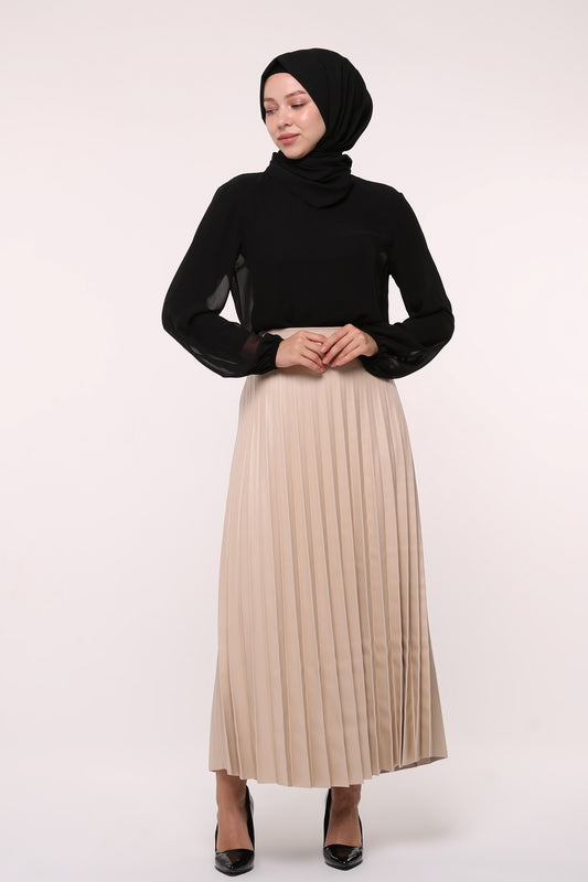 Leather skirt - ETK001 - Beige