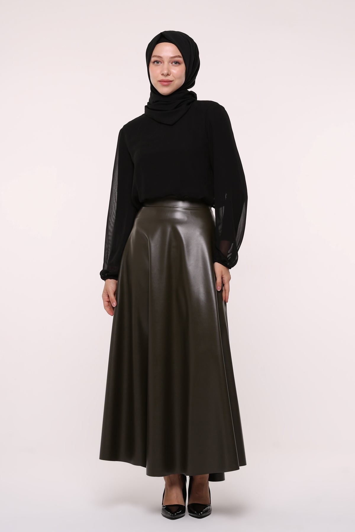 Leather skirt - ETK002- Olive
