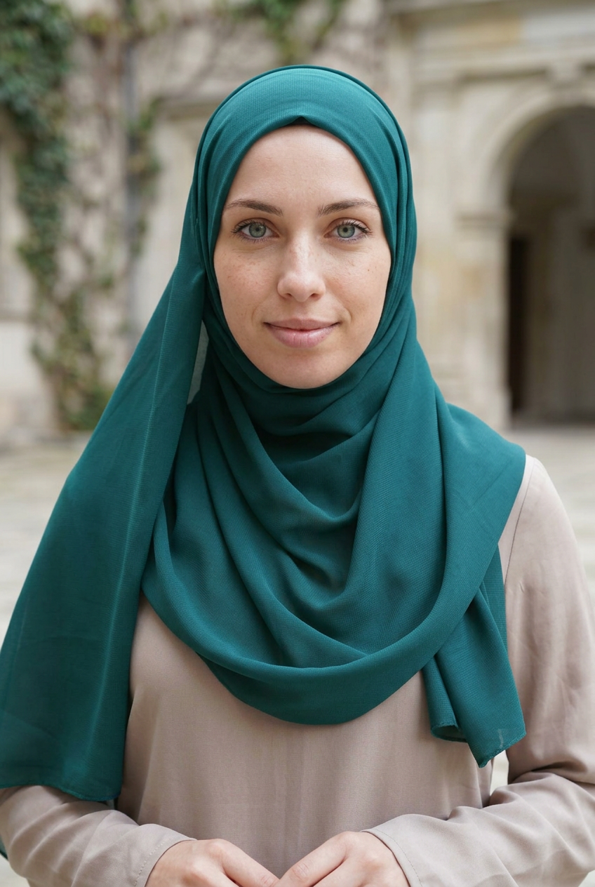 Soft Chiffon Maxi Hijab - TEEL GREEN