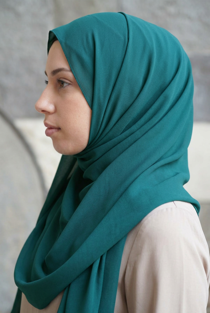 Soft Chiffon Maxi Hijab - TEEL GREEN