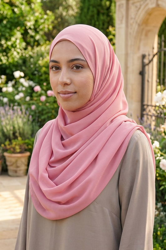 Soft Chiffon Maxi Hijab - Pink Rose