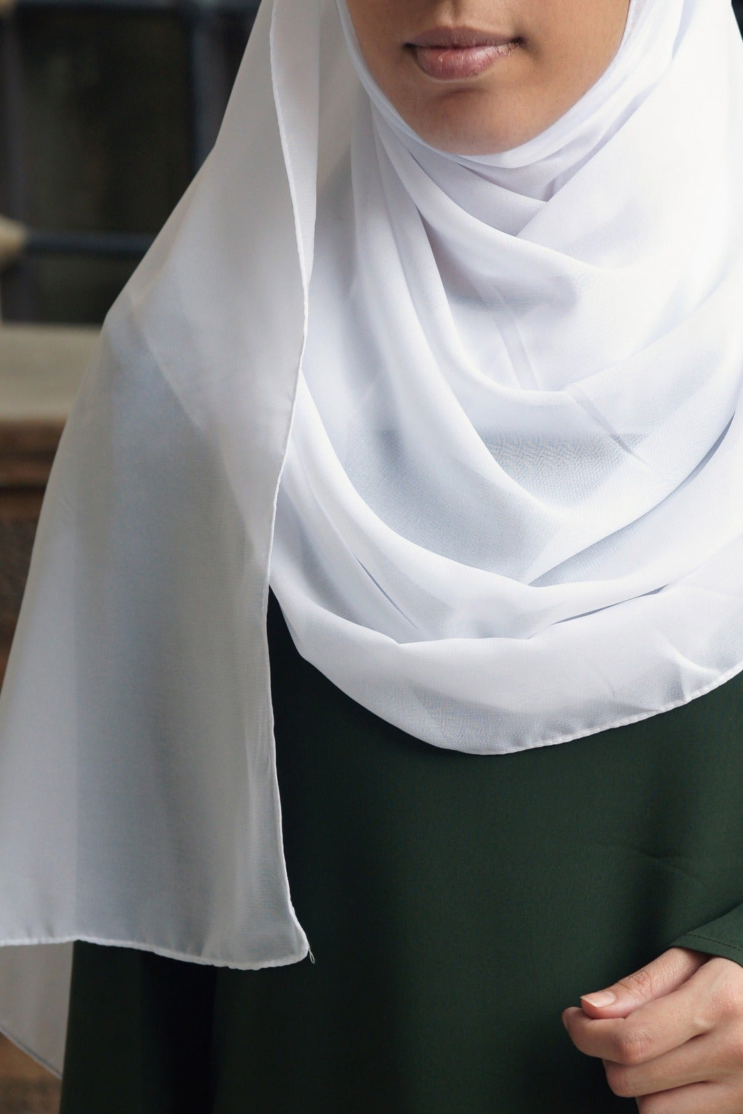 Soft Chiffon Maxi Hijab - white