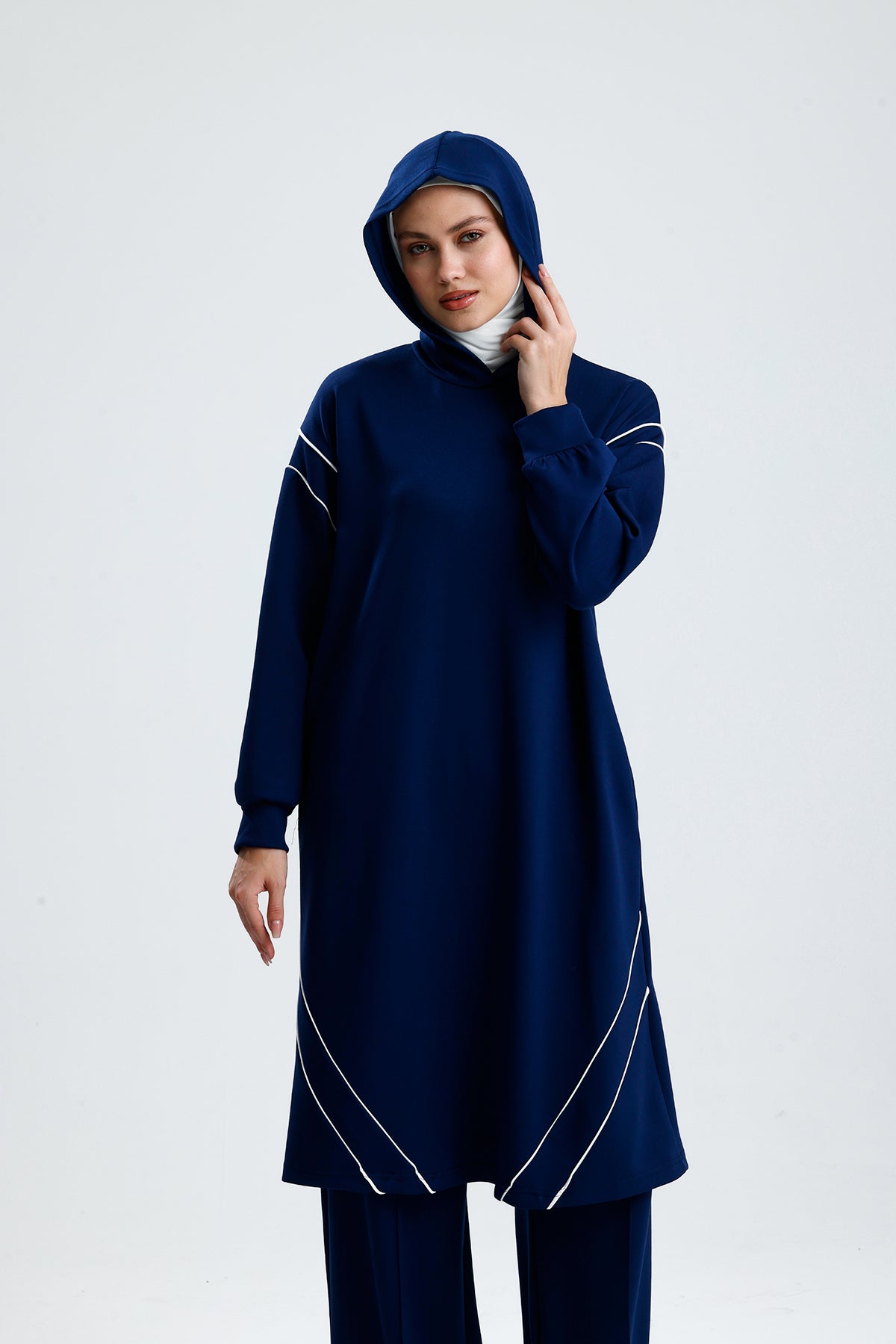 طقم خطين  - كحلي