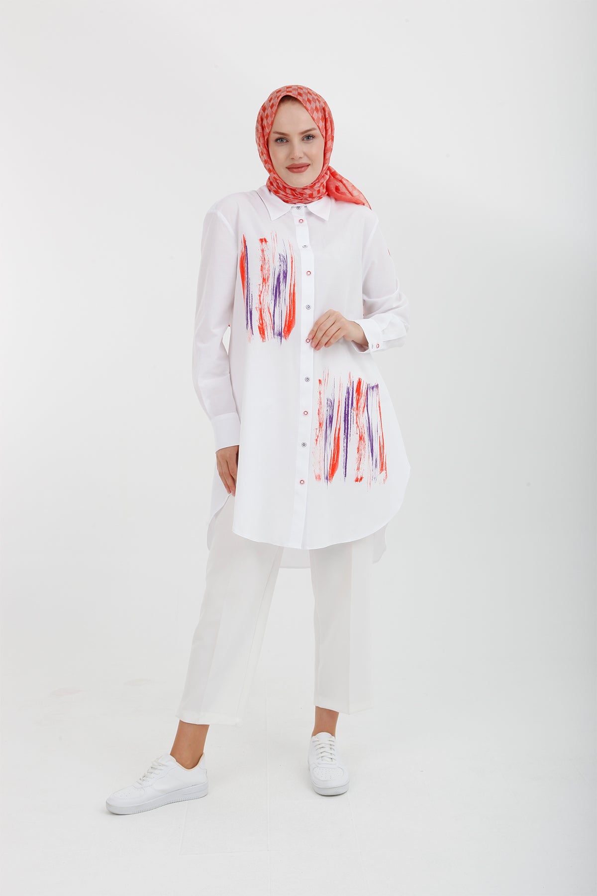 TUNIC - 22YT421 - White & Red