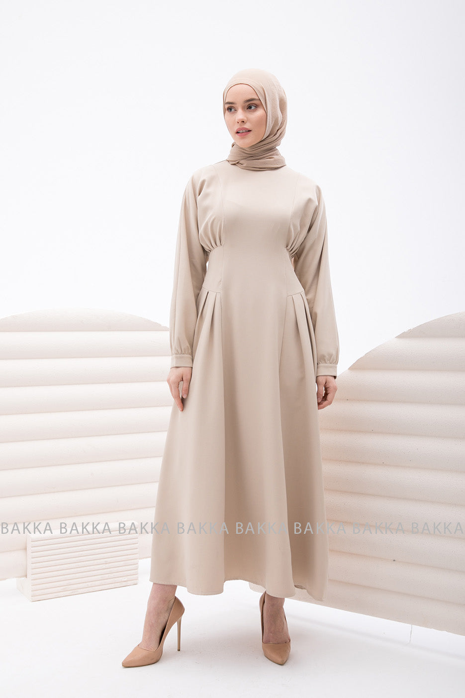 DRESS - 4227 - light beige - bakkaclothing