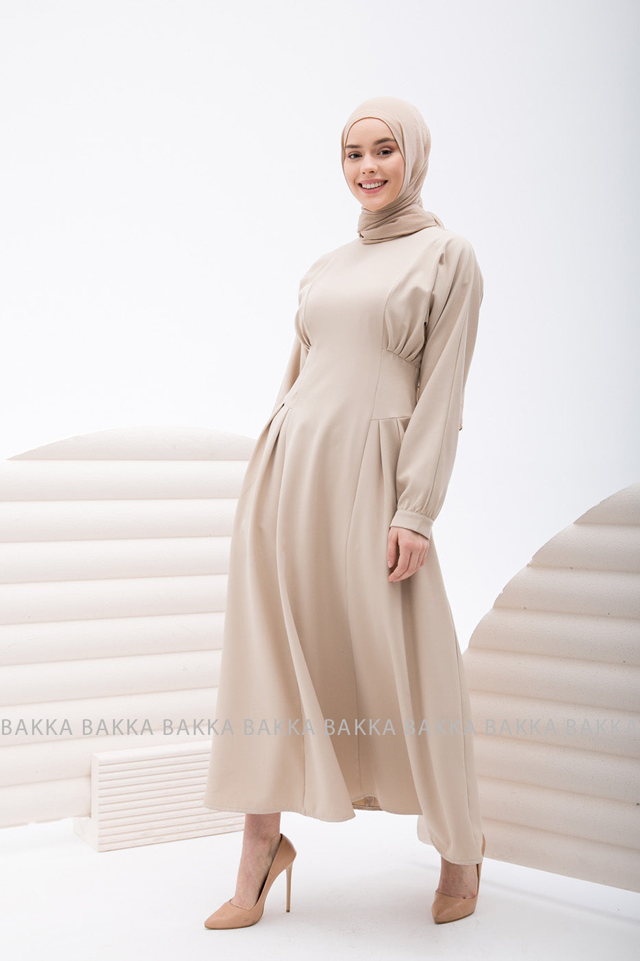 DRESS - 4227 - light beige - bakkaclothing