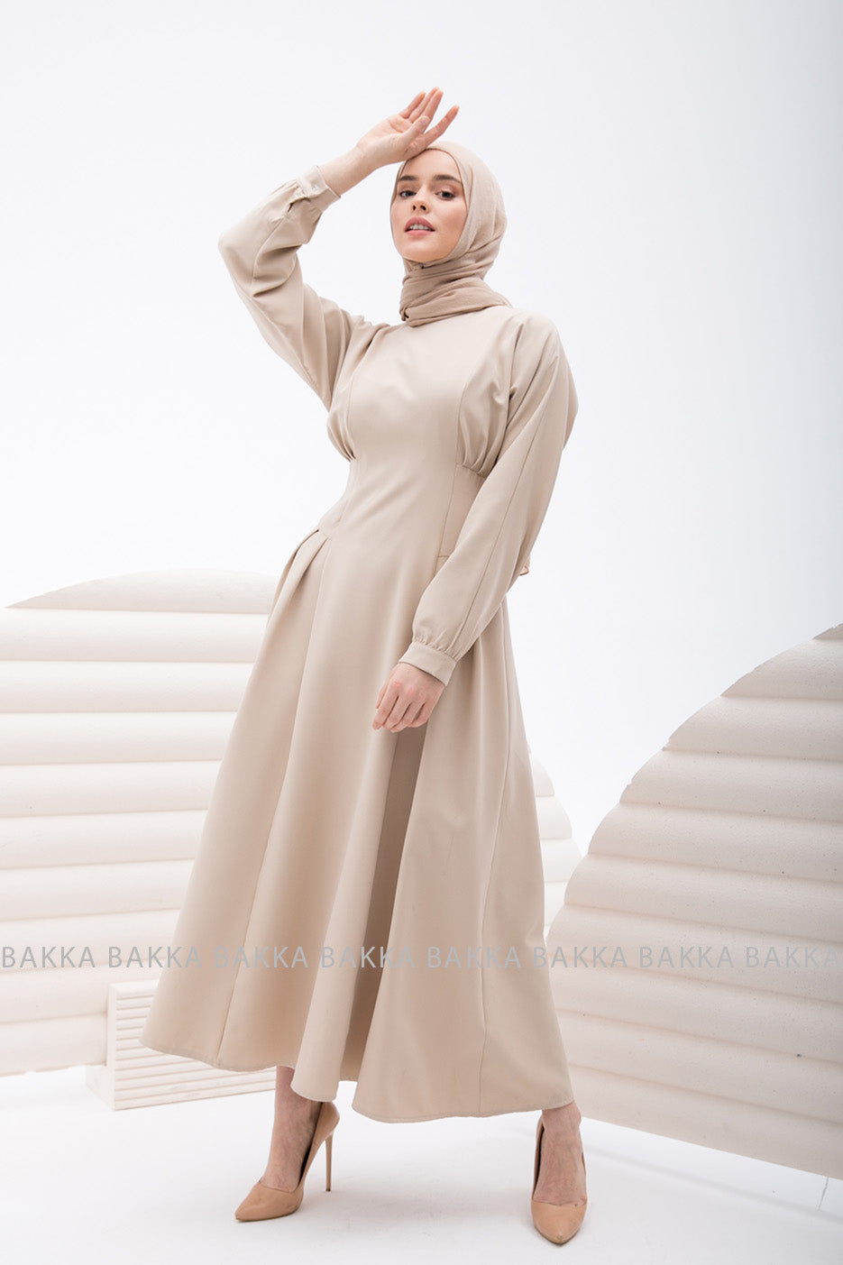 DRESS - 4227 - light beige - bakkaclothing