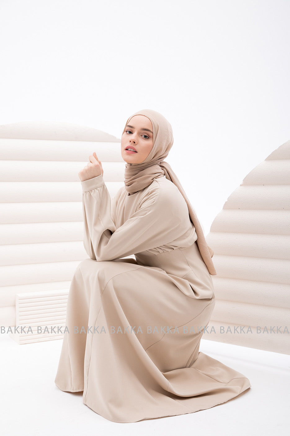 DRESS - 4227 - light beige - bakkaclothing