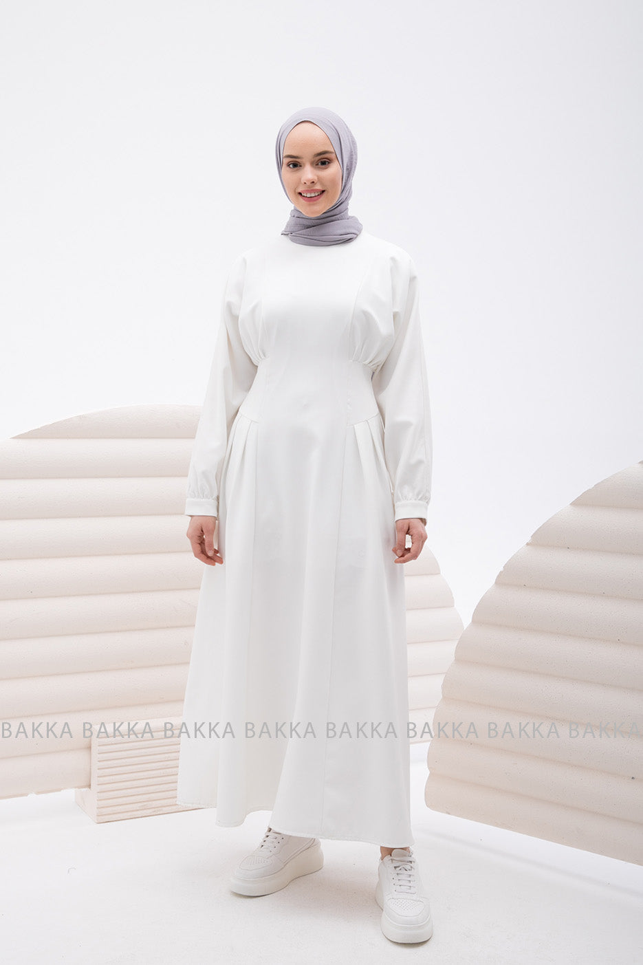 DRESS - 4227 - White - bakkaclothing