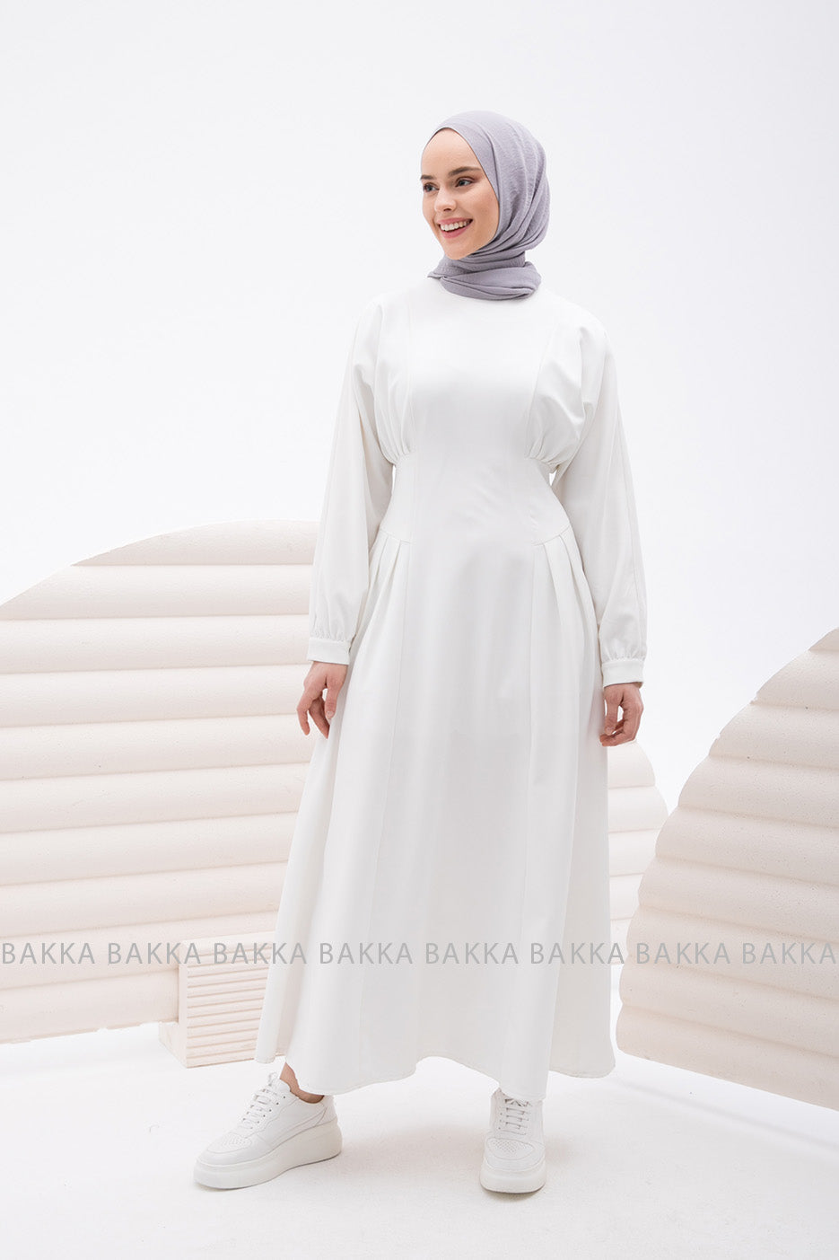 DRESS - 4227 - White - bakkaclothing