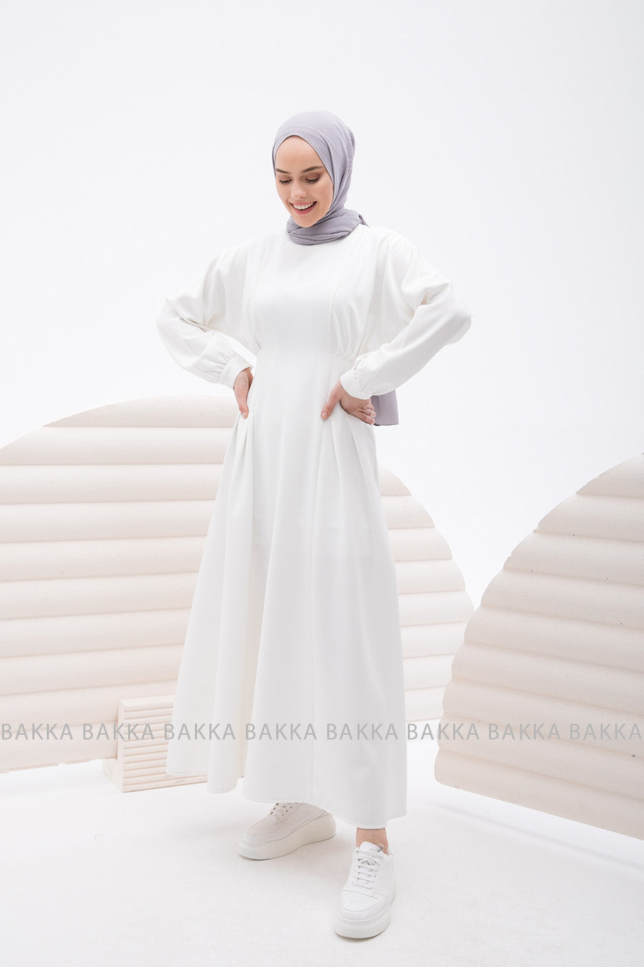 DRESS - 4227 - White - bakkaclothing