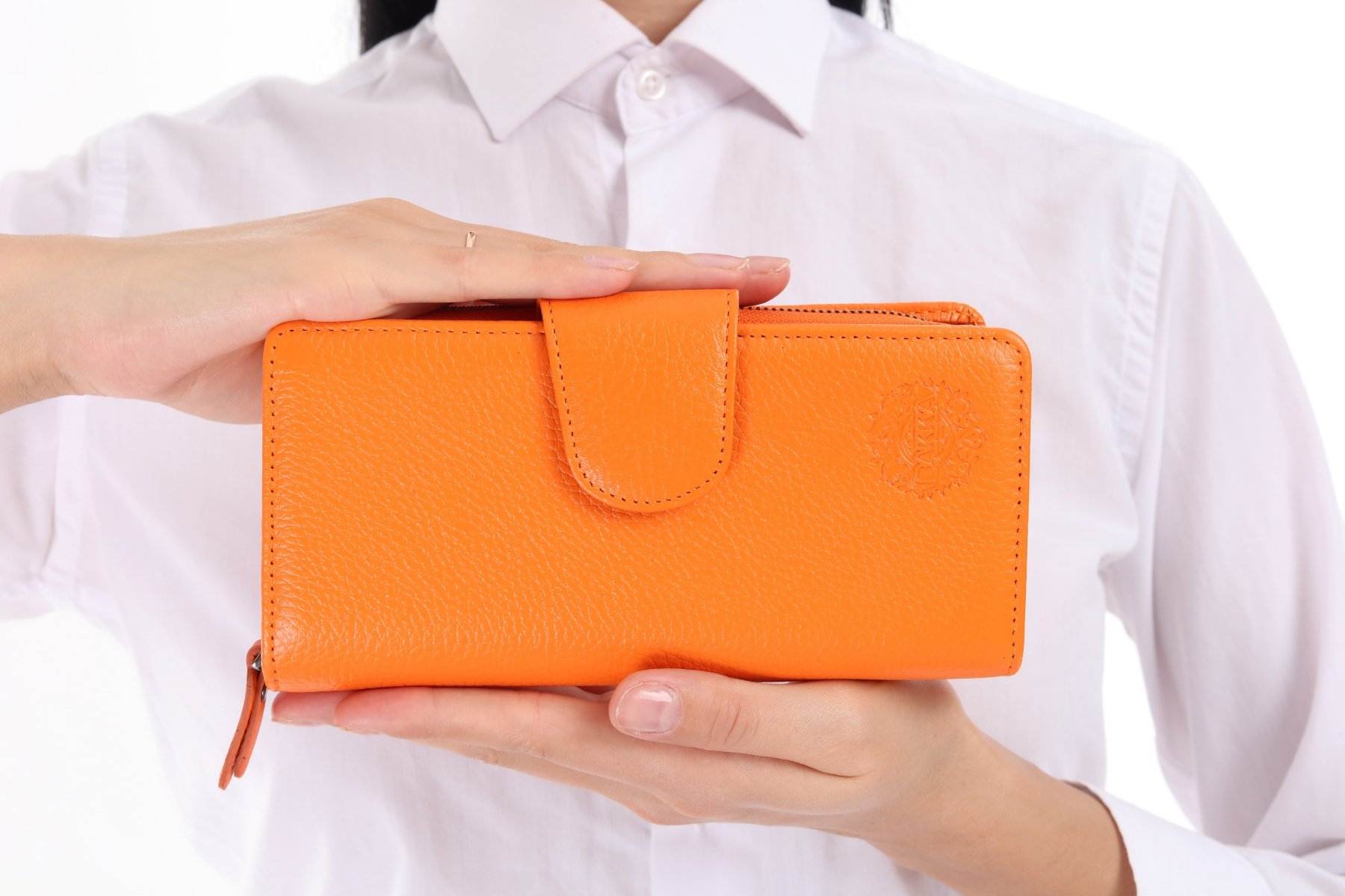 481 - Leather wallet -  Orange - bakkaclothing