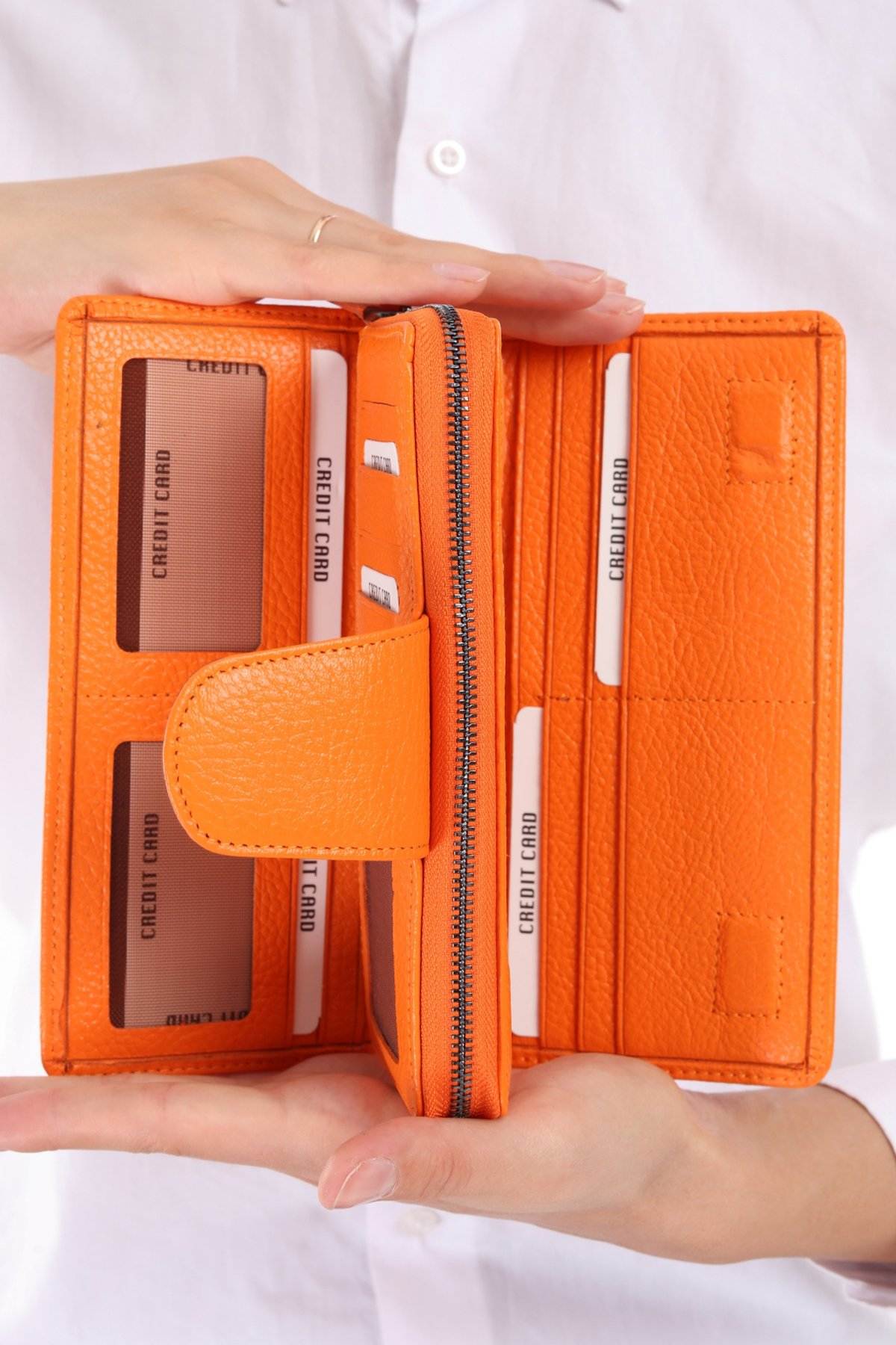 481 - Leather wallet -  Orange - bakkaclothing