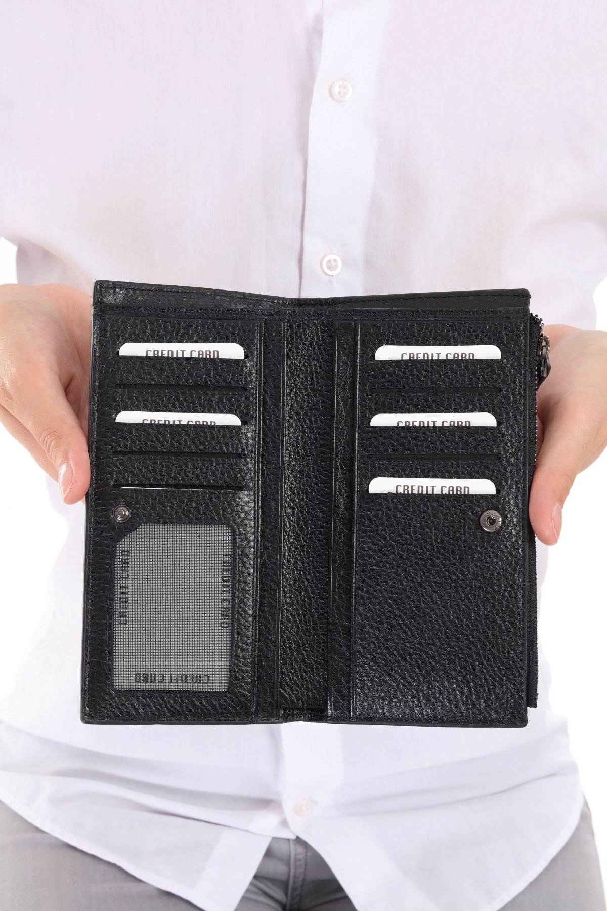 3760 - Leather wallet - Black - bakkaclothing