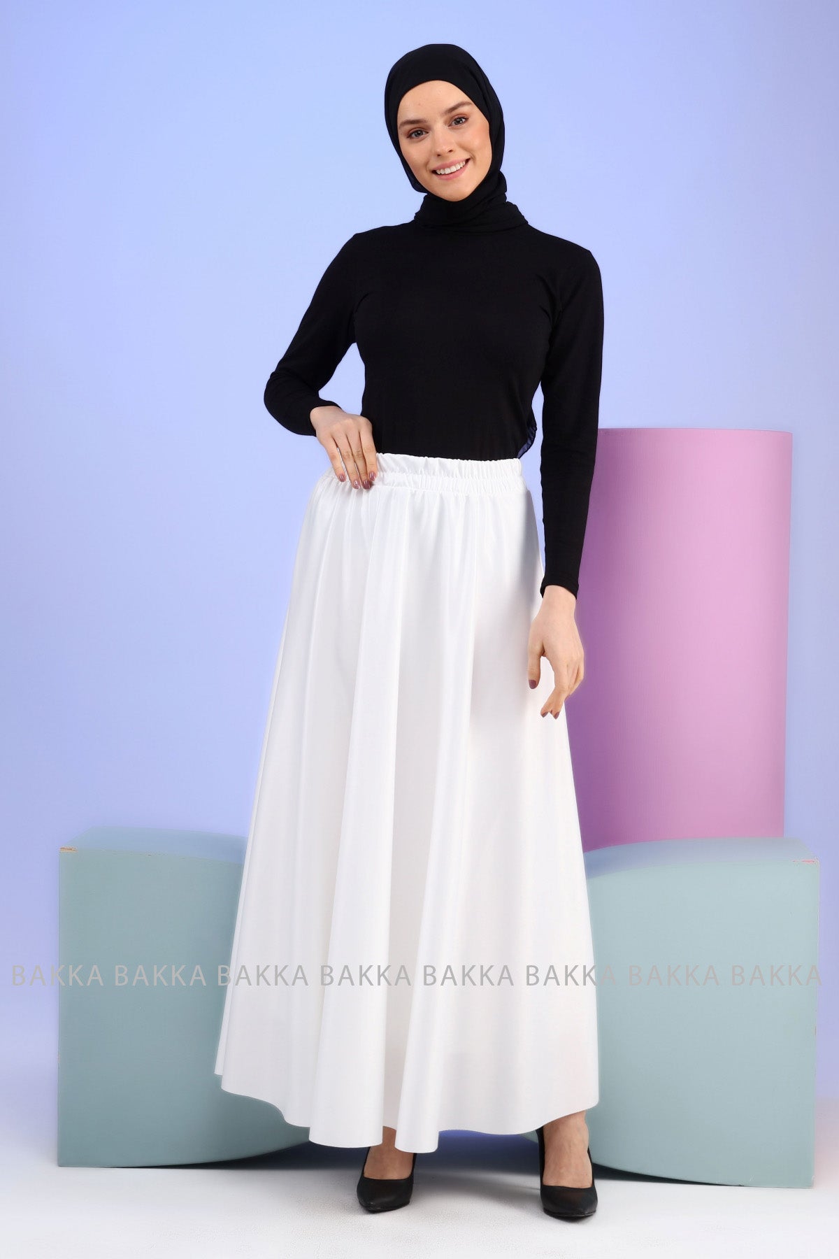 Skirt - 9007N- White - bakkaclothing