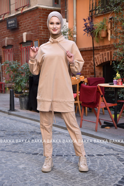 Casual Set - TKP023 - Beige - bakkaclothing