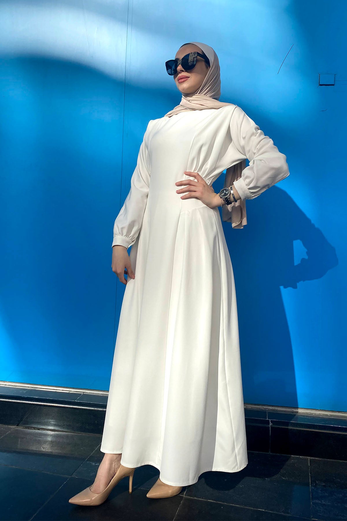 DRESS - 4227 - White - bakkaclothing